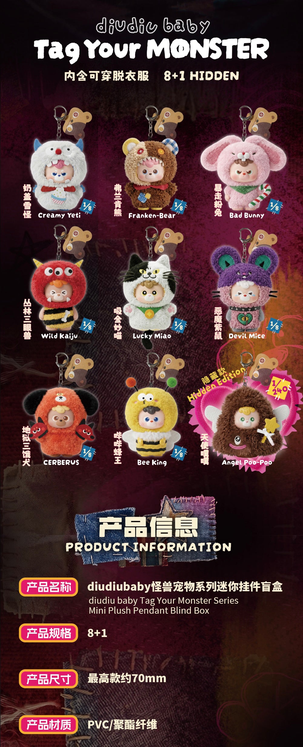 diudiu baby Tag Your Monster Series Plush Blind Box