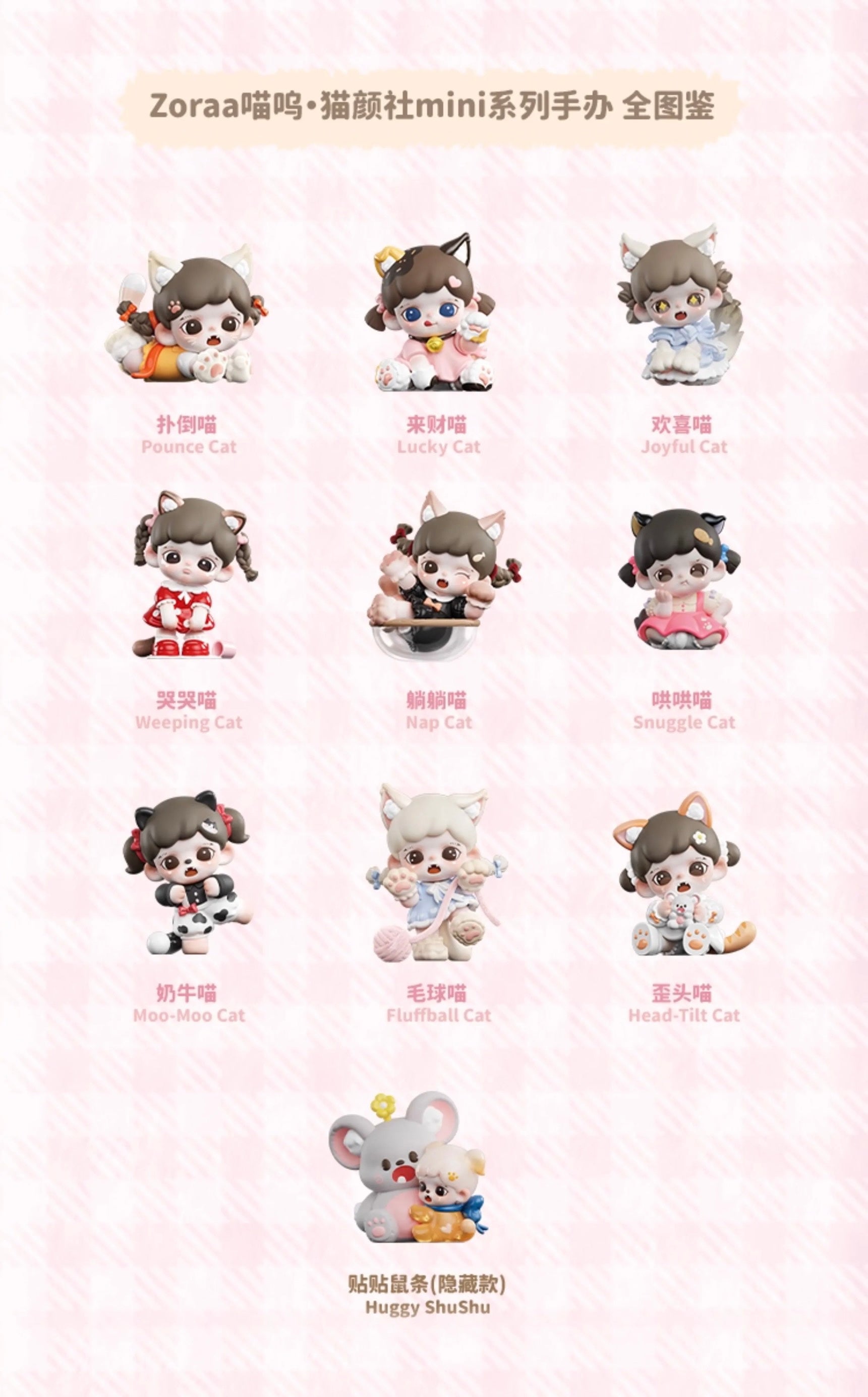 Zoraa Meow Cat Face mini BLIND BOX Series Figures