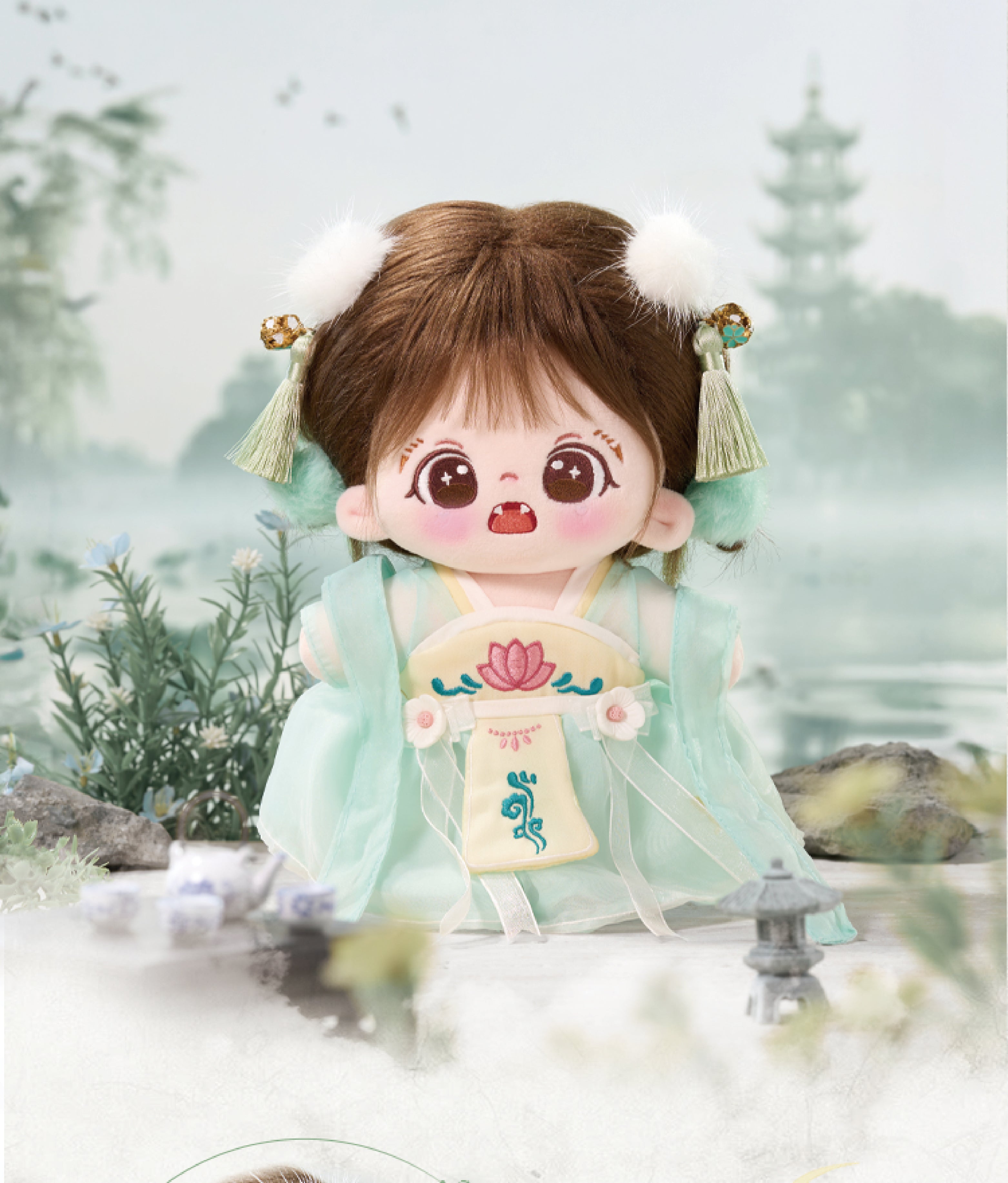 Zoraa Cute Little Green Rice Vinyl Plush Doll Series Figures